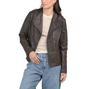 COLE HAAN Espresso Genuine Leather Jacket